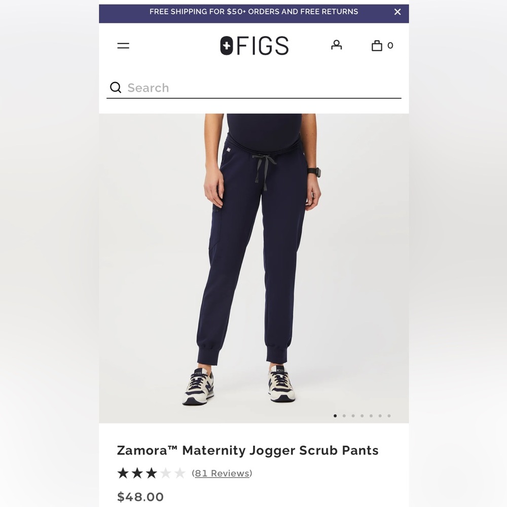 Navy blue Figs maternity jogger scrubs - medium